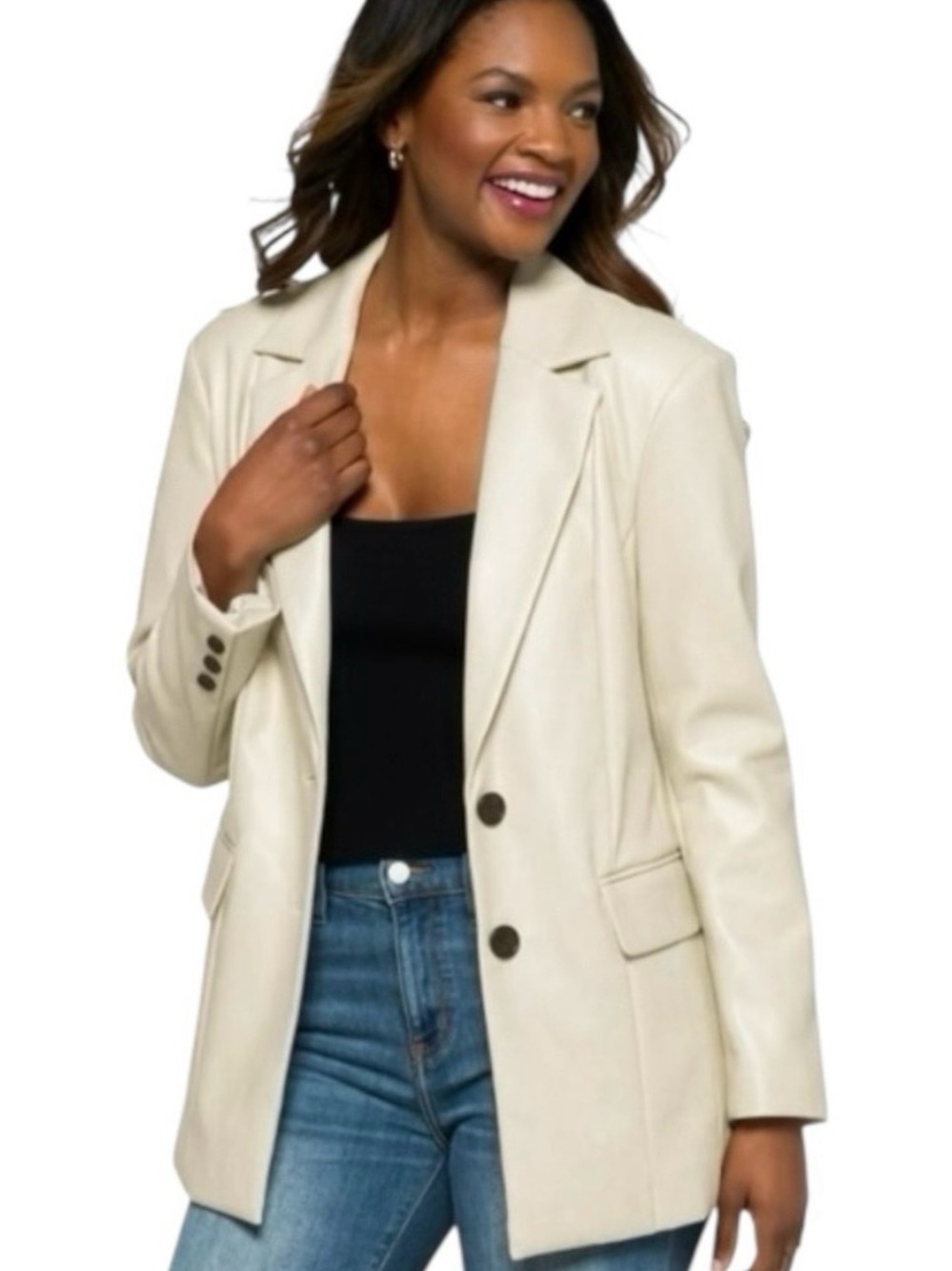 AVEC LES FILLES FAUX LEATHER BLAZER